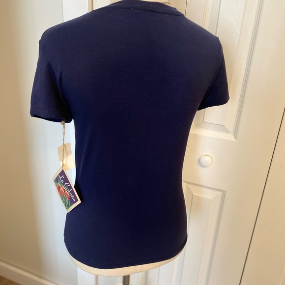 ❤️NWT Navy short sleeve top/tee by La Cabana SZ S-94% Rayon & 6% Spandex - Picture 3 of 3